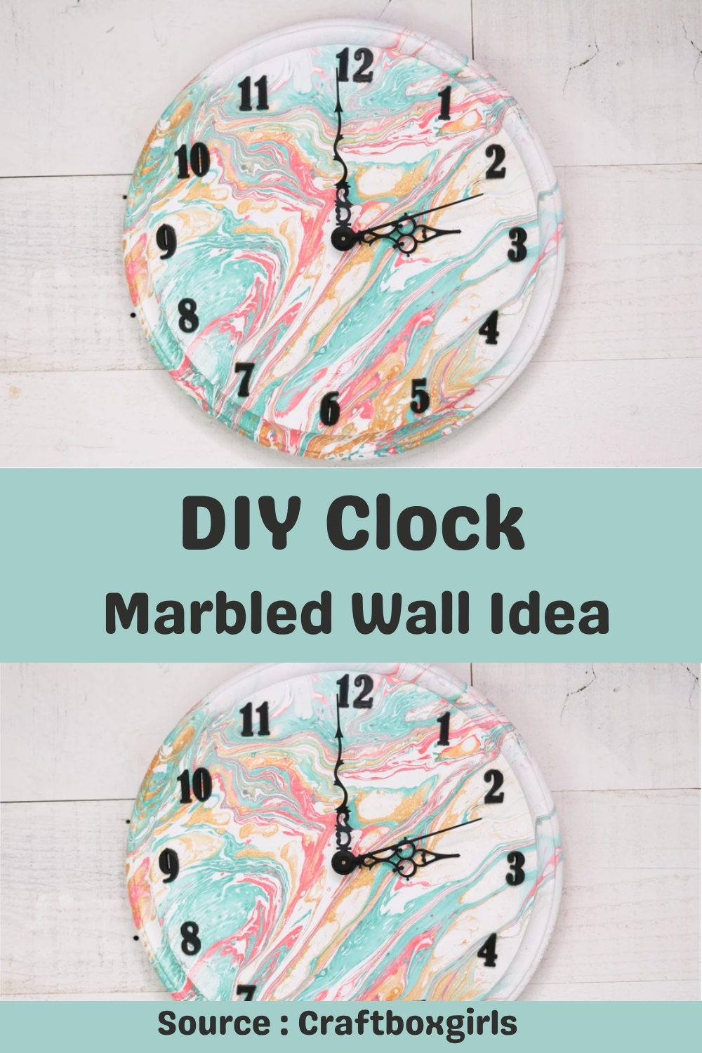 DIY Marbled Wall Clock Idea