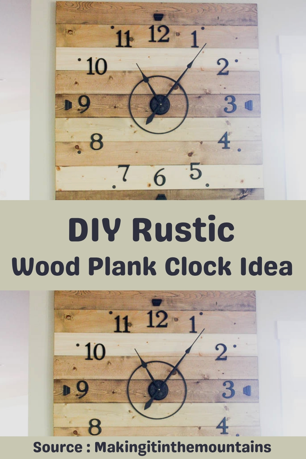 DIY Rustic Wood Plank Clock Idea