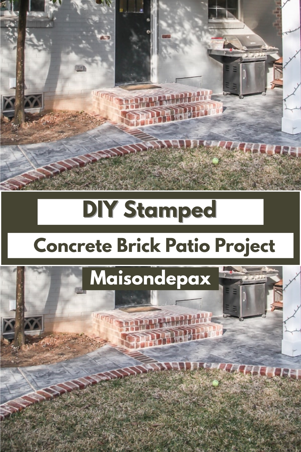 DIY Stamped Concrete And Aged Brick Patio