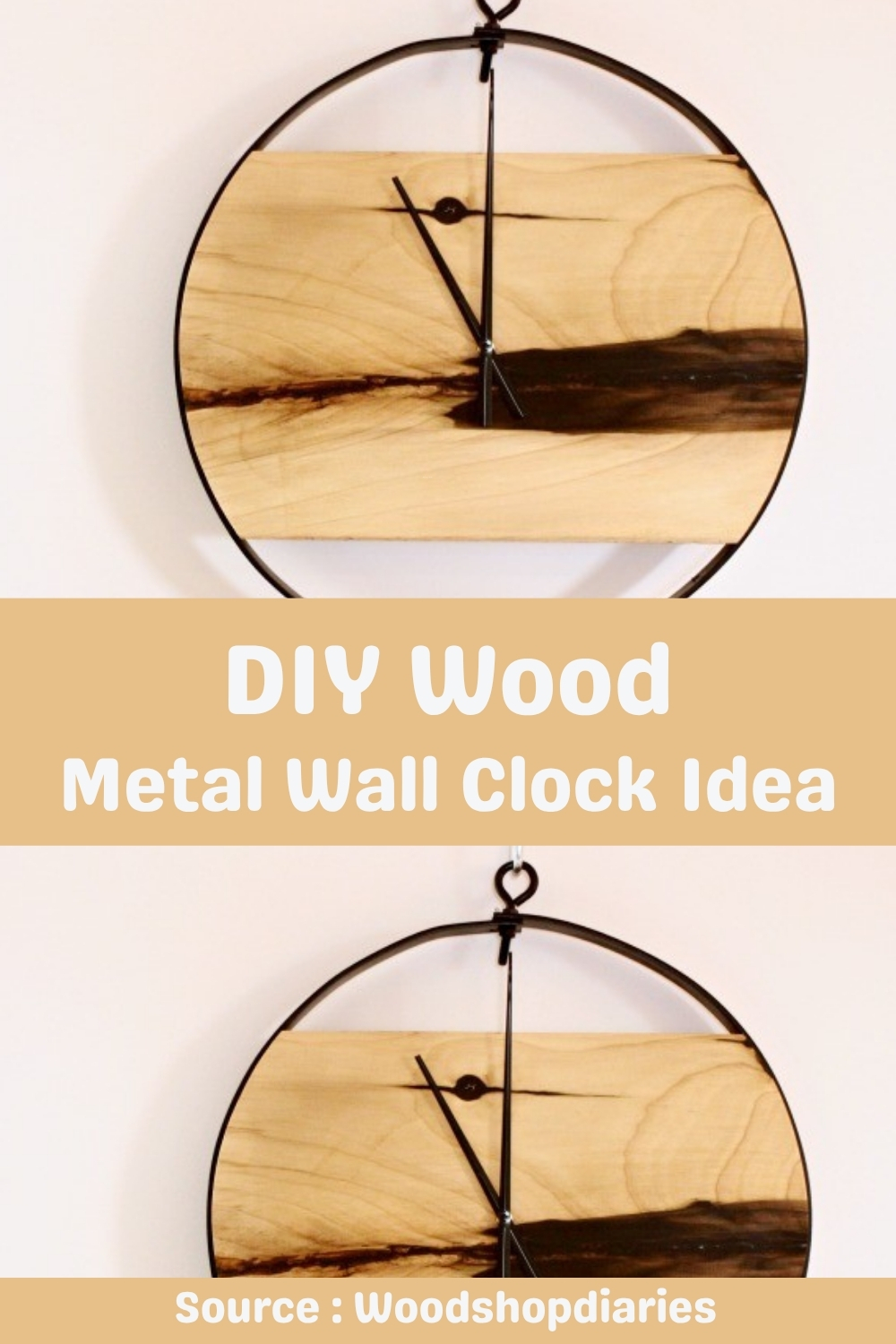 DIY Wood Metal Wall Clock Idea