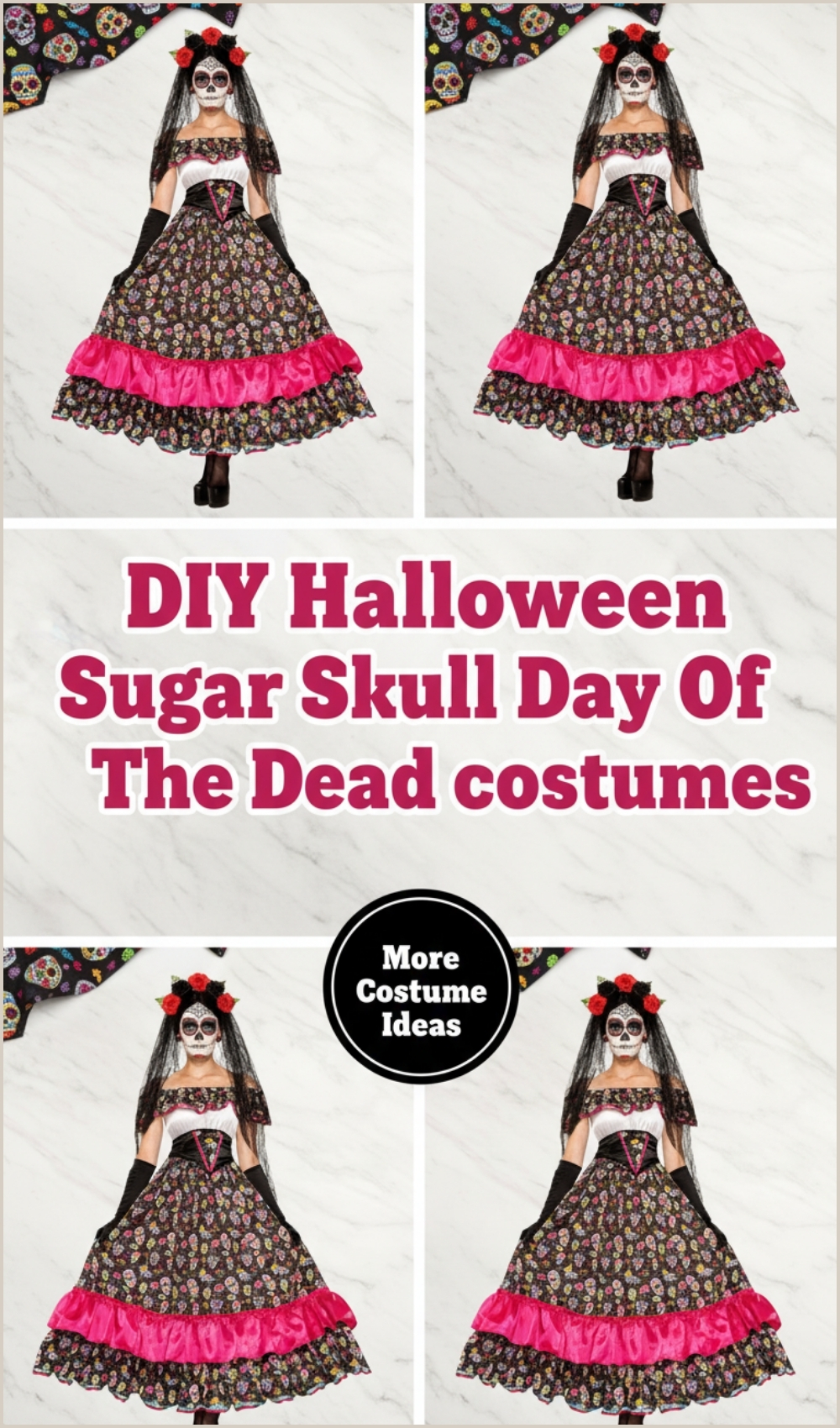Easy DIY Halloween Sugar Skull Day Of The Dead costumes