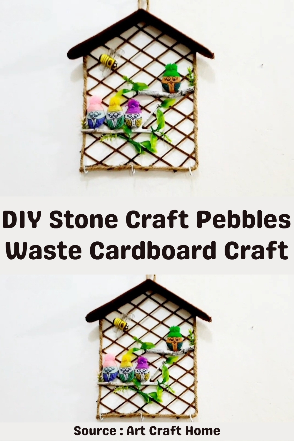 DIY Stone Craft Pebbles Waste Cardboard Craft